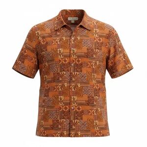 Tori Richard Orange and RedPatterned Shirt